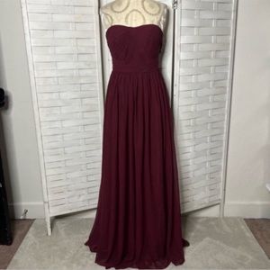 Azazie Strapless Burgundy Dress